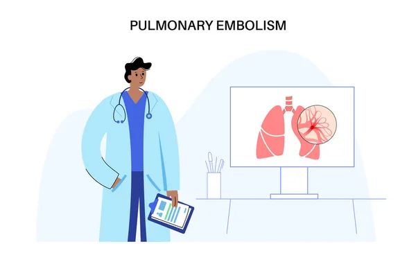 Pulmonary Embolism Disease Consultation Appointment Doctor Clinic Deep Vein Thrombosis — Stock Vector