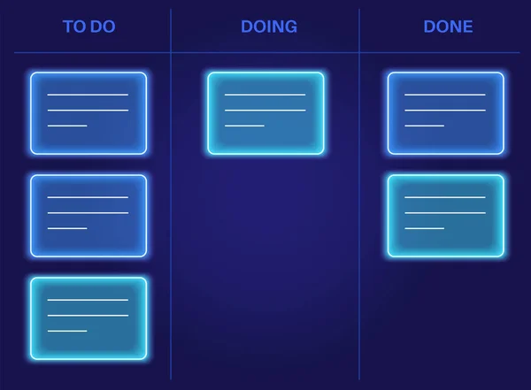 Kanban Board Methodology Meeting Process Cards Tasks Whiteboard Teamwork Visualization — 스톡 벡터