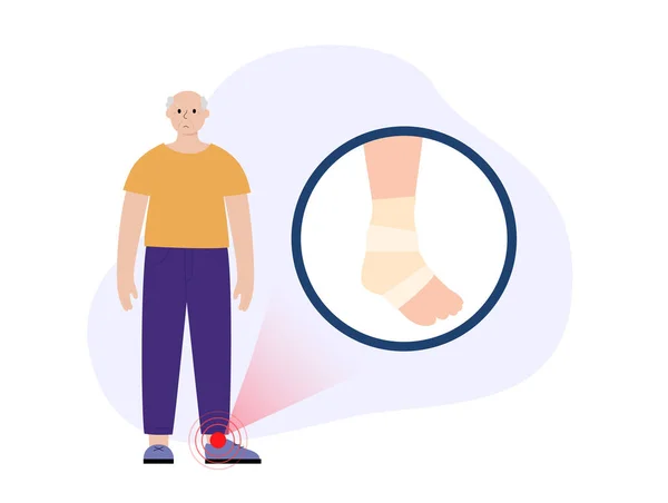 Sore Cut Ulcer Human Leg Elastic Bandage Wrap Medical Gauze — Stock Vector