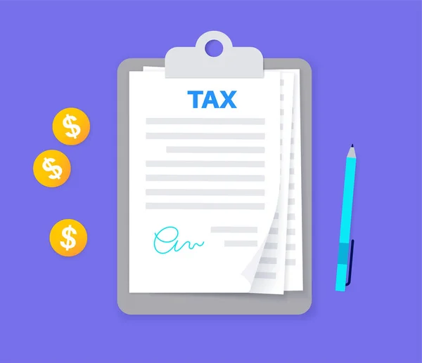 Vorlage Steuerformulare Zahlungsnachweis Mit Notarieller Bestätigung Einkommens Rechnungs Und Steuerkonzept — Stockvektor