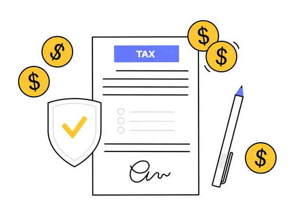 Modello Modulo Fiscale Mockup Pagamento Con Conferma Notarile Concetto Reddito — Vettoriale Stock