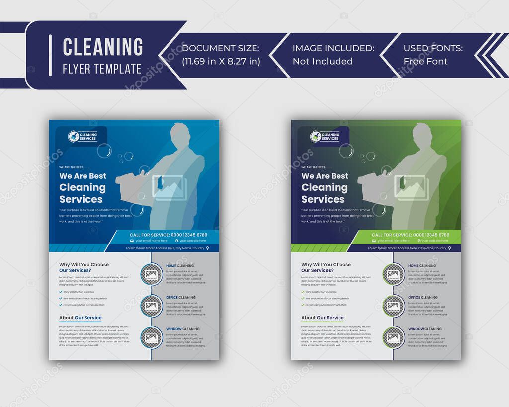 Cleaning services poster or flyer and brochure or magazine design, vector template layout in illustrator