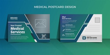 Minimum ve yaratıcı tıbbi kartpostal şablonu tasarımı, vektör tıbbi kartpostal düzeni