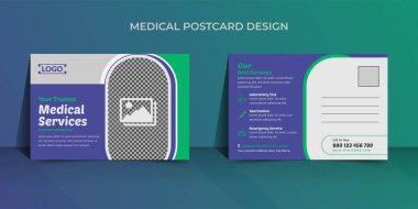Sağlık hizmeti ve tıbbi kartpostal tasarımı, tıbbi broşür tasarımı, kapak, yıllık rapor, poster, kartpostal şablonu