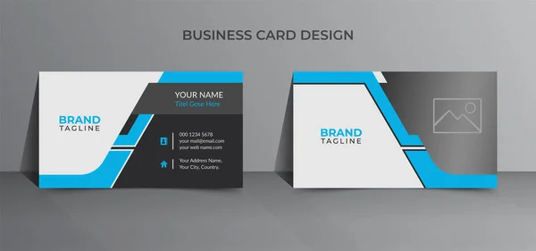 Kreatives Und Sauberes Design Für Visitenkarten Blauer Farbe — Stockvektor
