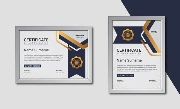 Appreciation Achievement Certificate Template Design Vector — Vettoriale Stock