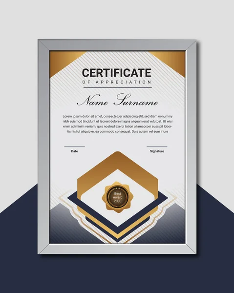 Certificate Template Design Luxury Badge Frame — Archivo Imágenes Vectoriales