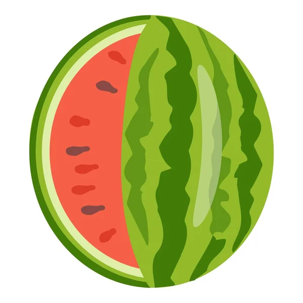 Summer Watermelon Icon Cartoon Vector Slice Melon Tropical Juicy — Stock Vector