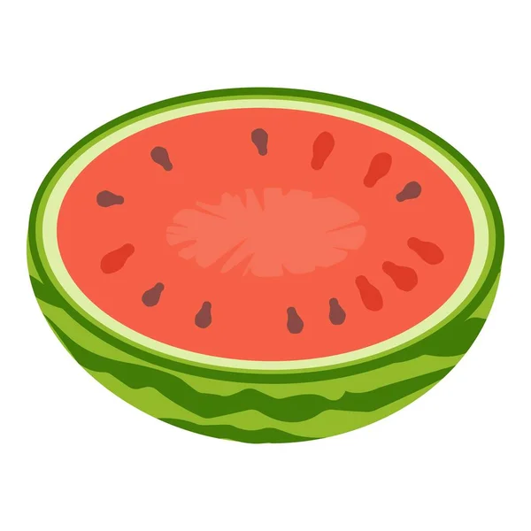 Half Watermelon Icon Cartoon Vector Fruit Slice Summer Food — Stock Vector