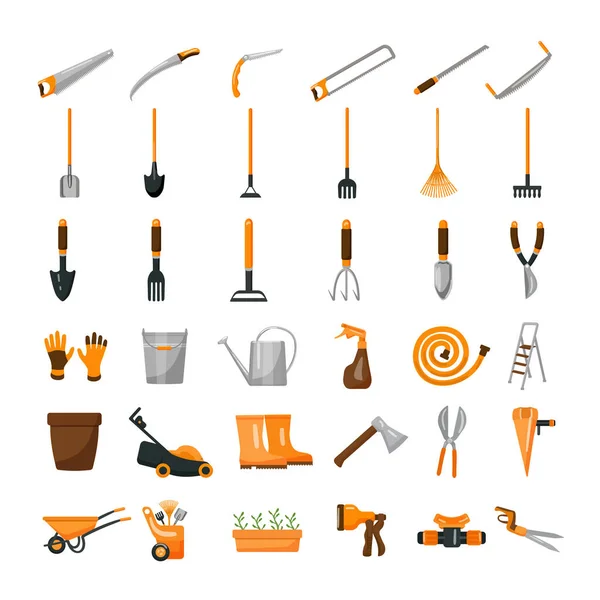 Εργαλεία Κηπουρικής Εικονίδια Που Διάνυσμα Κινουμένων Σχεδίων Απογραφή Κήπου Εργαλεία — Διανυσματικό Αρχείο