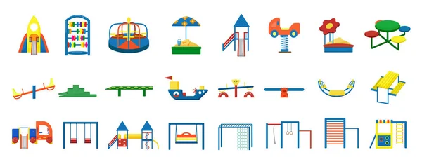 Los Iconos Del Parque Infantil Establecen Vector Dibujos Animados Deporte — Vector de stock