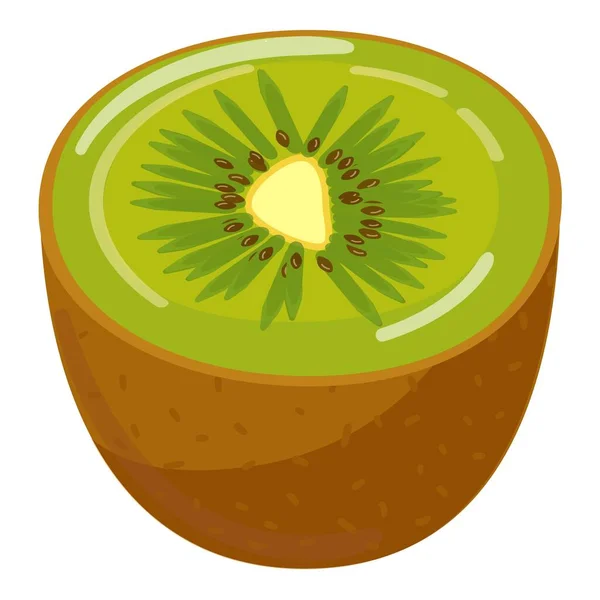 Mitad Kiwi Icono Vector Dibujos Animados Nutrición Fresca Comida Vegetariana — Vector de stock