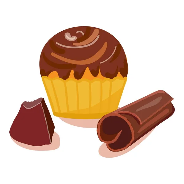 Kakao Cupcake Symbol Cartoon Vektor Kakaoschokolade Pulvergeschmack — Stockvektor