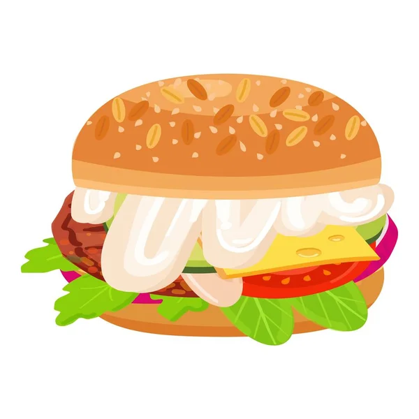 Sauce Burger Pictogram Cartoon Vector Kaasbroodje Vleesrundvlees — Stockvector