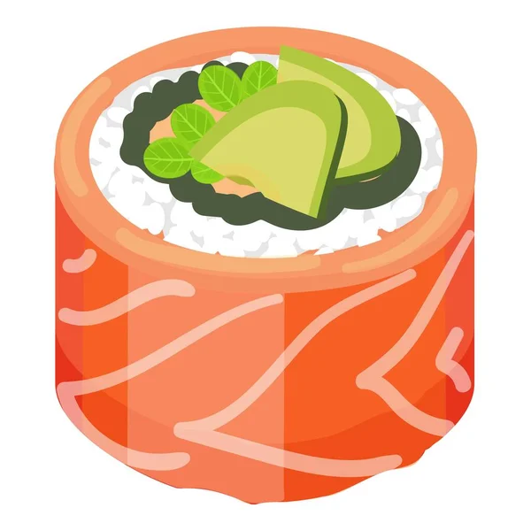 Pesce Sushi Rotolo Icona Vettore Cartone Animato Sushi Salmone Cibo — Vettoriale Stock