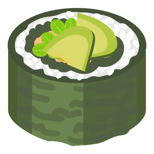 Ícone Sushi Verde Vector Cartoon Role Comida Maki Japonês — Vetor de Stock