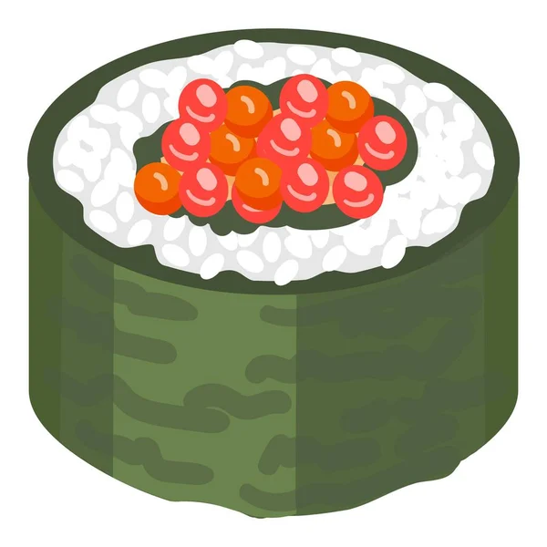 Asian Sushi Roll Icon Cartoon Vector Salmon Food Caviar Dish — Stock Vector