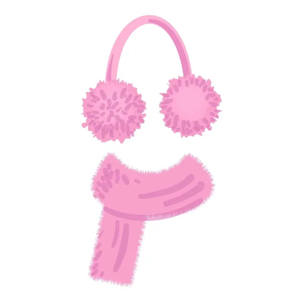Pink Winter Headwear Icon Cartoon Vector Cold Cap Autumn Outfit — Stock Vector