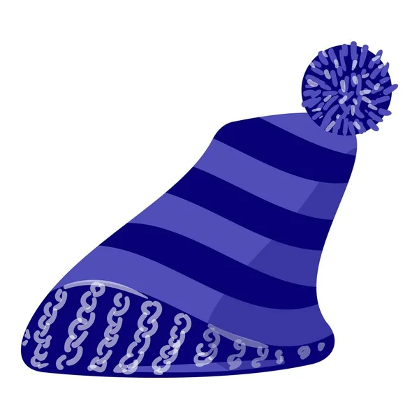 青い冬のヘッドウェアアイコン漫画ベクトル 秋のフィット 暖かいアクセサリー — ストックベクタ