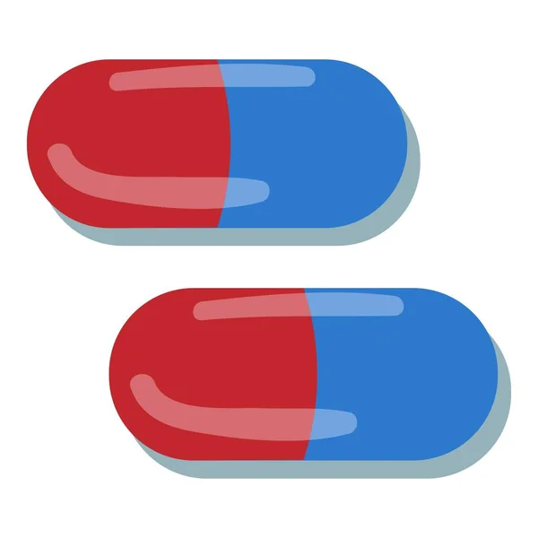 Κόκκινο Μπλε Κάψουλα Εικονίδιο Κινούμενο Σχέδιο Κλινική Πυροβολήθηκε Ασθενής Ψυχρώ — Διανυσματικό Αρχείο