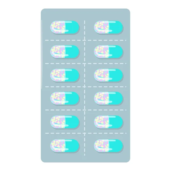 Tabletta Csomag Ikon Rajzfilm Vektor Gyógyszer Tabletta Orvosi Kapszula — Stock Vector
