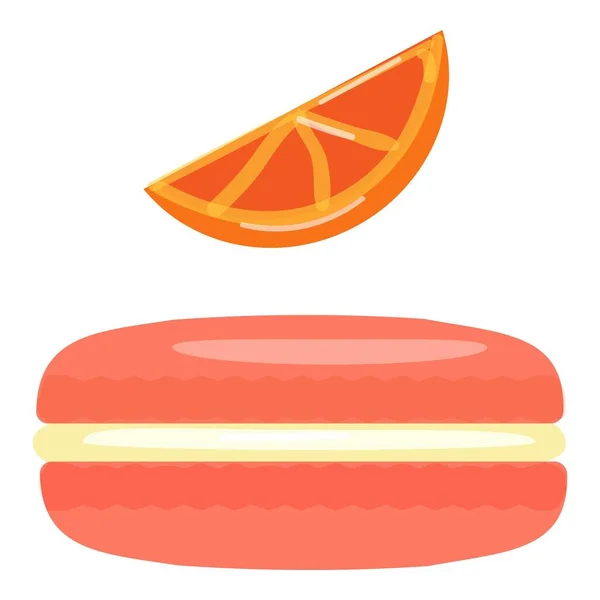 Grapefruit Macaroon Pictogram Cartoon Vector Frans Koekje Schattig Voedsel — Stockvector