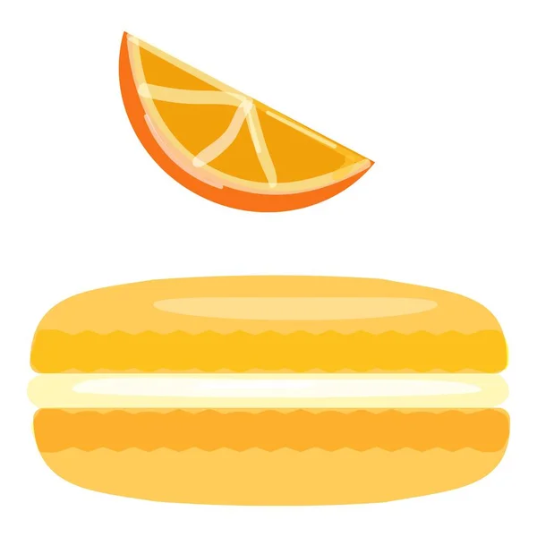 Icono Naranja Macaron Vector Dibujos Animados Caja Dulce Francesa Comida — Vector de stock