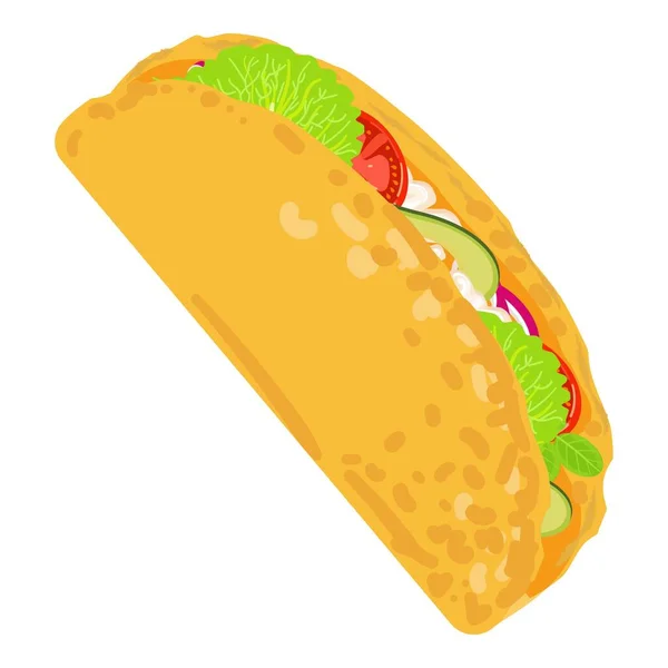 Spicy Taco Icon Cartoon Vector Mexican Food Dinner Sauce — Stock Vector