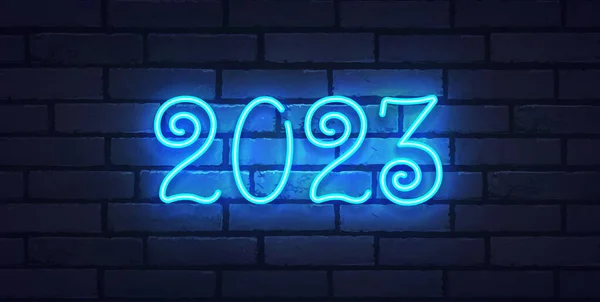 2023 Ano Novo Neon Fundo Colorido Feliz Sinal Néon Natal —  Vetores de Stock