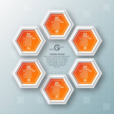 vektör soyut 3d kağıt bilgi elemanları. Hexagon bilgi grafikleri. Bal peteği tasarımı