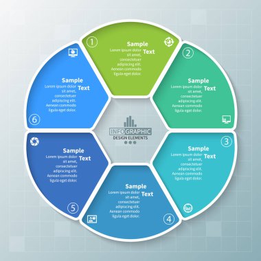 vektör soyut 3d kağıt bilgi elemanları. Dairesel bilgi grafikleri