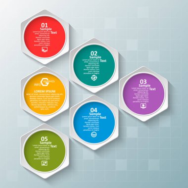 vektör soyut 3d kağıt bilgi elemanları. Hexagon bilgi grafikleri. Bal peteği tasarımı