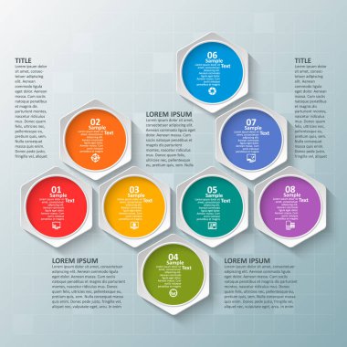 vektör soyut 3d kağıt bilgi elemanları. Hexagon bilgi grafikleri. Bal peteği tasarımı
