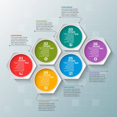 vektör soyut 3d kağıt bilgi elemanları. Hexagon bilgi grafikleri. Bal peteği tasarımı