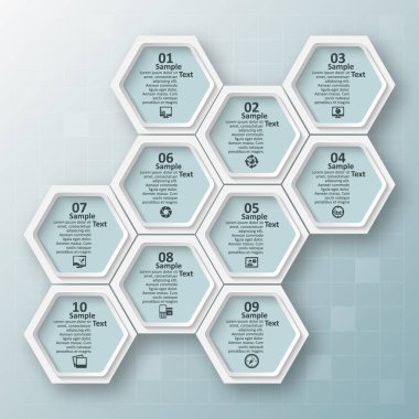 vektör soyut 3d kağıt bilgi elemanları. Hexagon bilgi grafikleri. Bal peteği tasarımı