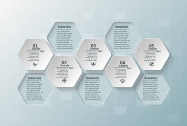 vektör soyut 3d kağıt bilgi elemanları. Hexagon bilgi grafikleri. Bal peteği tasarımı