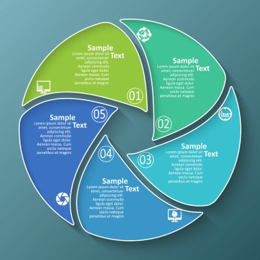 vektör soyut 3d kağıt bilgi elemanları. Dairesel bilgi grafikleri