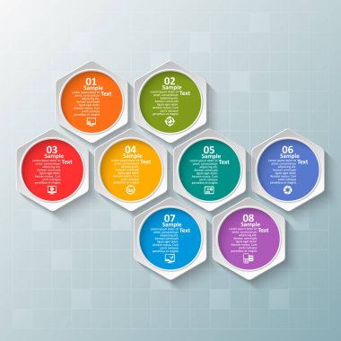 vektör soyut 3d kağıt bilgi elemanları. Hexagon bilgi grafikleri. Bal peteği tasarımı