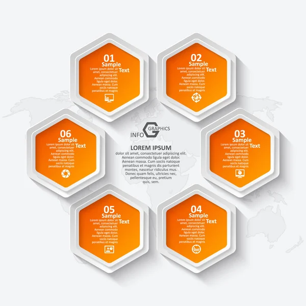 Vektor Absztrakt Papír Infografikai Elemek Hexagon Infografika Méhsejt Design Vektor Grafikák