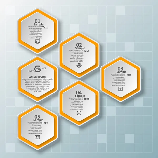 Vektör Soyut Kağıt Bilgi Elemanları Hexagon Bilgi Grafikleri Bal Peteği Stok Illüstrasyon