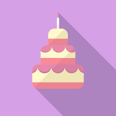Doğum günü pastası, parti, uzun gölgeli düz bir ikon