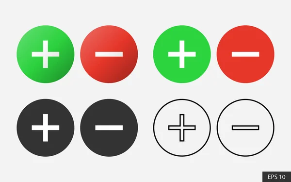 Pictogram Toevoegen Aftrekken Symbool Set Platte Stijl Ontwerp Voor Website — Stockvector