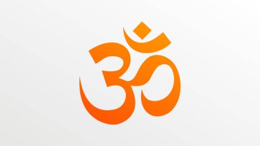 Beyaz arkaplanda Om ya da Aum kutsal Hindu işareti ya da düz stil tasarımı izole edilmiş sembol. EPS 10 vektör illüstrasyonu.