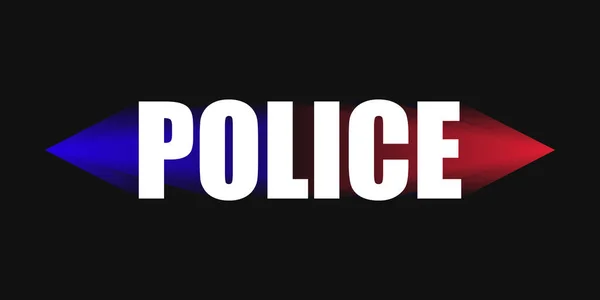 サイレンの光のタイポグラフィと警察の言葉 太字の文字の書道黒の背景に孤立した Eps 10ベクターイラスト — ストックベクタ