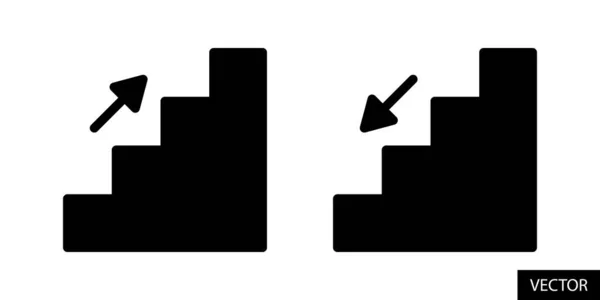 Treppen Nach Oben Und Treppen Nach Unten Zeichenvektorsymbole Flachen Design — Stockvektor