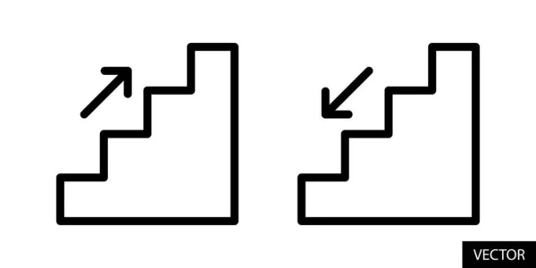 Treppen Nach Oben Und Treppen Nach Unten Zeichenvektorsymbole Linienstil Design — Stockvektor