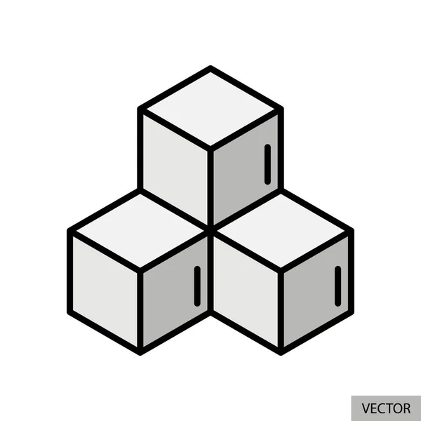 Tres Cubos Azúcar Icono Vectorial Diseño Estilo Plano Para Diseño — Vector de stock