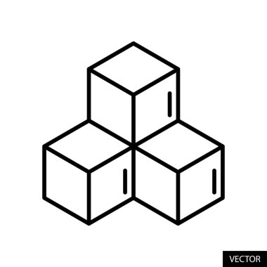 Web sitesi tasarımı, uygulaması, UI, beyaz arka planda izole edilmiş üç küp şeker veya buz kübü vektör simgesi. Düzenlenebilir felç. EPS 10 vektör illüstrasyonu.