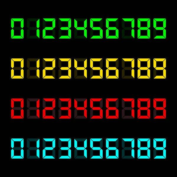 Zero Nine Digital Electronic Clock Numbers Set Lcd Led Digit — Stock Vector