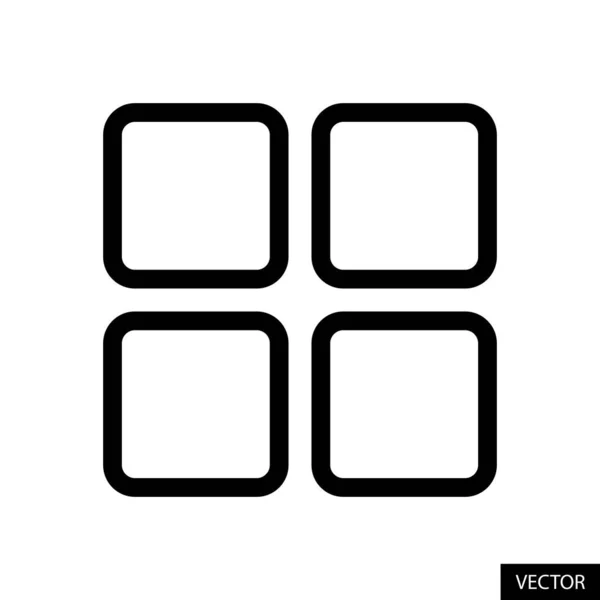 2X2 Grid Squares Menu Category Vector Icon Line Style Design — Stock vektor